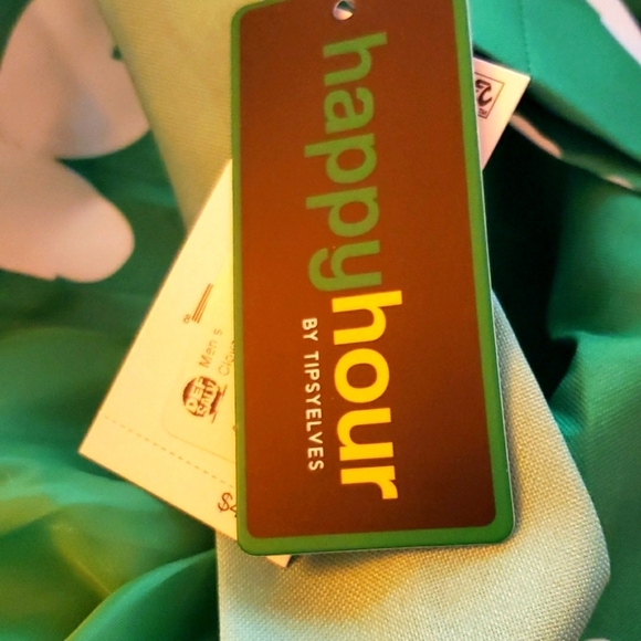 Happy Hour by Tipsy Elves St. Patrick's Day Green with White Shamrocks Size S. - Picture 5 of 11